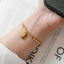 Vòng tay thanh vàng tối giản dành cho nữ - Thép titan mạ vàng 18K - Dây chuyền đính cườm lấp lánh quyến rũ vuông - Không trang trí có thể điều chỉnh Nhẹ - Mặc văn phòng & hàng ngày
