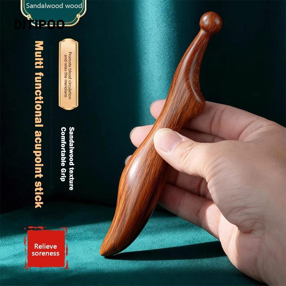 DITIPOO Massage Điểm Stick, Trị Liệu Cổ Chân Bấm huyệt, Dụng Cụ Cạo Kinh Tuyến Nút Bấm huyệt Gỗ Đàn Hương Con Lăn Cơ Thể Massage Toàn Thân