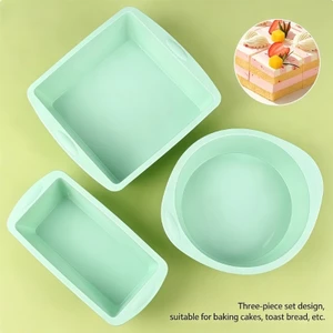Cc Khuôn Làm Bánh Silicon Chịu Nhiệt Hình Chữ Nhật Và Tròn Bộ Khuôn Nướng Linh Hoạt Máy Nướng Cho Bánh Ngọt Tự Chế