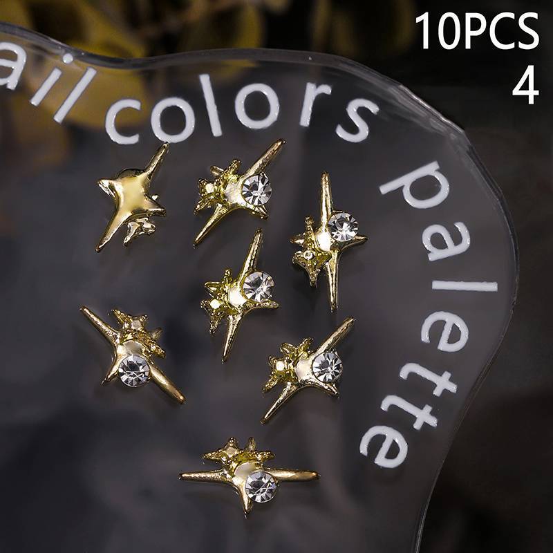[Keepcheer] 10 Chiếc 3D Hợp Kim Ngôi Sao Móng Tay Quyến Rũ Lấp Lánh Kim Cương Giả Móng Tay Nghệ Thuật Trang Trí Phụ Kiện Mới