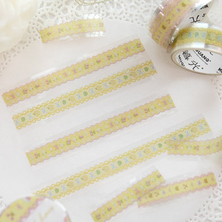 ENWEI 15mm * 2m 1 Cuộn [Huayang Fantasy Dream Series] Váy kẻ sọc thơm mùa xuân hoa PET Băng Washi cho tạp chí Album ảnh Nhãn dán trang trí viền