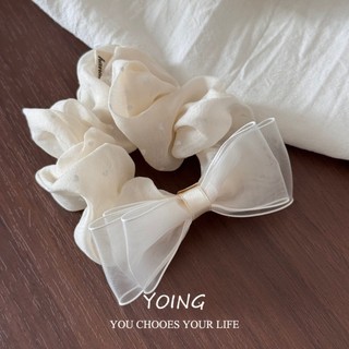 Yoing / Phiên Bản Hàn Quốc Morandi Màu Tình Yêu Chấm Bi Vải Ngọc Trai Tóc Dây Đeo Đầu Cao Su Cảm Giác Cao Cấp Đầu Sang Trọng Hoa Scrunchy Nhẫn