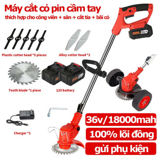 (CÓ BÁNH XE + GẤP GỌN) Máy cắt cỏ pin khủng 18000mah,động cơ mạnh 2200w bảo hành 12 tháng Tiện dụng cho dọn cỏ vườn
