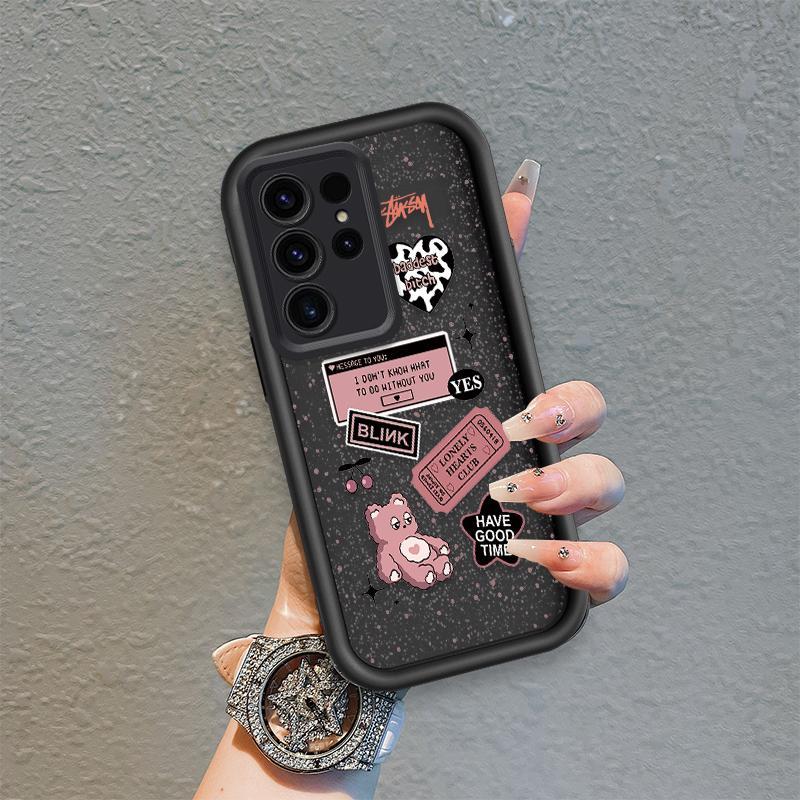 Ốp Lưng Cho Samsung S22 S23 S24 S25 S26 Ultra Hoạt Hình Silicone Bé Gái Mềm Vỏ Điện Thoại TPU Gấu Tình Yêu Xu Hướng Mắt Thiên Thần Chống Sốc Ốp Lưng