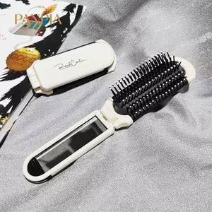 PNPIA- Bàn Chải Tóc Mini Gấp Massage Lược Đầu Massage Chống Tĩnh Điện Di Động Du Lịch Chải Tóc Cô Gái Lược Tóc Có Gương