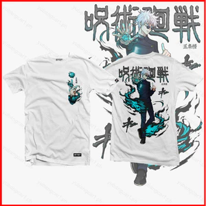 YB1 Jujutsu Kaisen Anime Áo Thun Nữ Tay Ngắn Top Unisex Cosplay Satoru Gojo Tee Đồ Họa Thời Trang Áo Sơ Mi Thường Ngày Plus Kích Thước