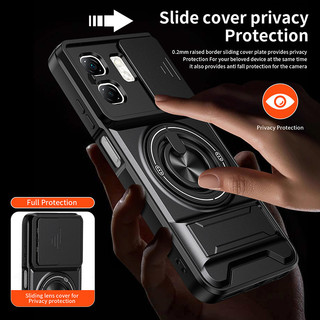 Mới Trượt Ống Kính Funda Cho Infinix Smart 9 HD Ốp Lưng Vòng Xoay Từ Tính Cho Infinix Hot 50i Ốp Lưng Có Thể Gập Lại Chân Đế Vỏ Giáp