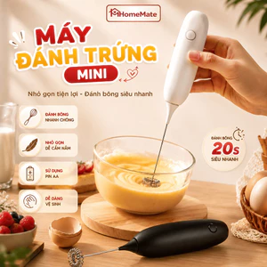 Máy Đánh Trứng Mini HomeMate Inox 304 Cao Cấp – Máy Tạo Bọt Cà Phê Cầm Tay Dùng Pin, Đánh Matcha Đa Năng
