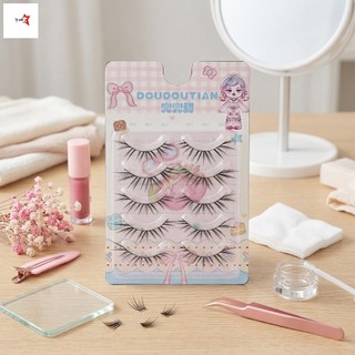 Quạt Nhỏ Pháp Lông Mi Giả Tự Nhiên C Curl Cụm Đơn Đen 7-12mm Hỗn Hợp