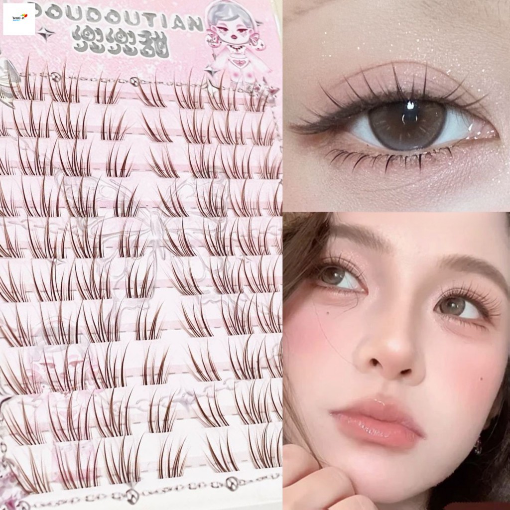 Lông mi giả bằng sợi nâu Khối lượng tự nhiên C Curl 7-12mm Mix Lông mi mềm thủ công cho bữa tiệc hàng ngày