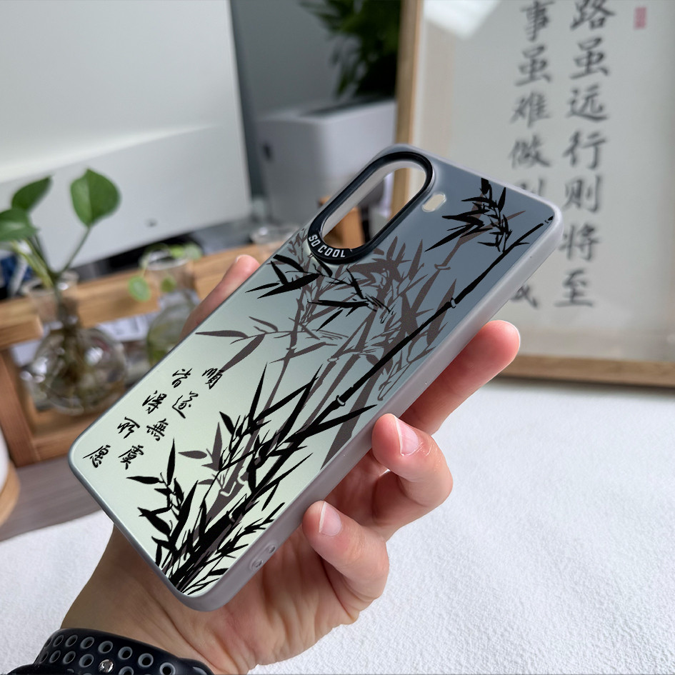 Dành Cho Redmi Turbo 5 Max / Turbo 4 Pro / POCO X8 Pro X7 X6 F8 F7 Thư Pháp Tranh Mực Tre Cứng Lưng Mềm Vỏ Điện Thoại / Note 15 Pro Mi 15T 14T K90 Pro Redmi Chống Sốc