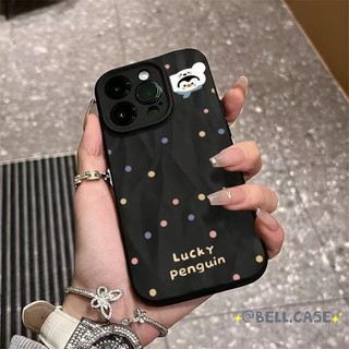 Dành Cho IPhone17161514131211ProMax X XR XS Max 7 8 Plus Phim hoạt hình dễ thương Penguin xếp li vỏ bảo vệ