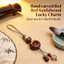 Dây chuyền điện thoại hoa sen khóa hòa bình bằng gỗ đàn hương màu đỏ - Charm may mắn chạm khắc bằng tay - Hạt hỗn hợp - Điện thoại / Chìa khóa kép
