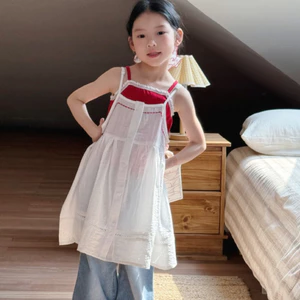 Mùa Hè 2026 Phong Cách Mới Bé Gái Thêu Đầm + Áo Vest Bộ 2 Món Váy