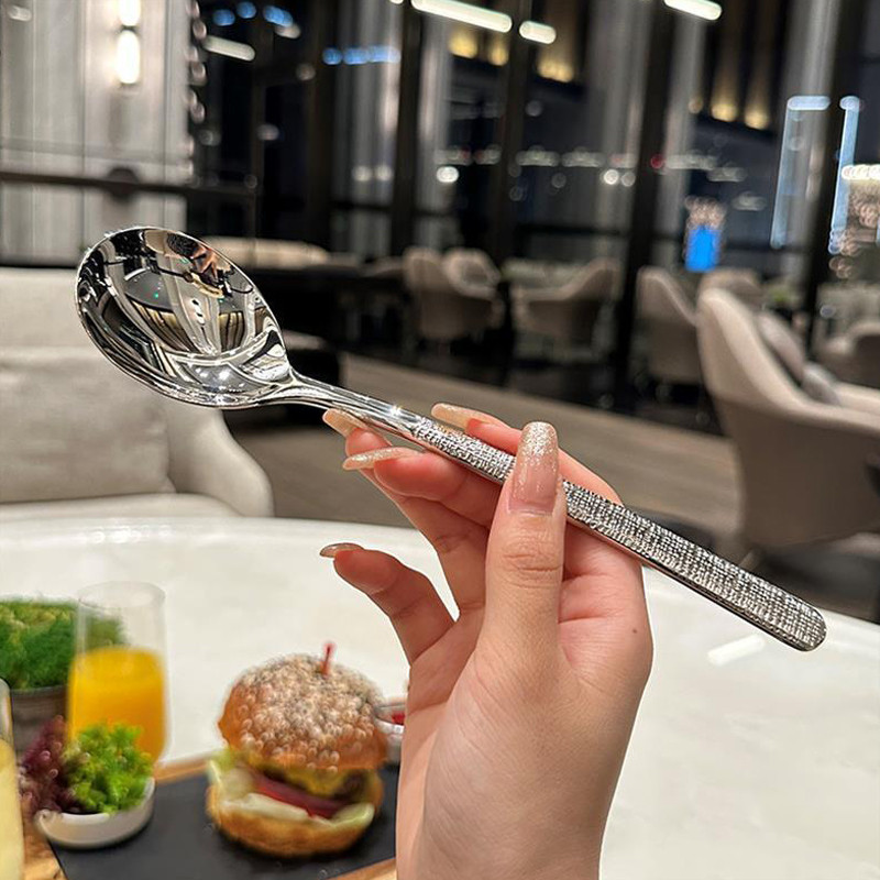 🌤️COD🌤️Thìa inox sáng bóng chất liệu không gỉ, thìa ăn cơm phong cách Hàn Dao kéo ăn cho nhà hàng tại nhà