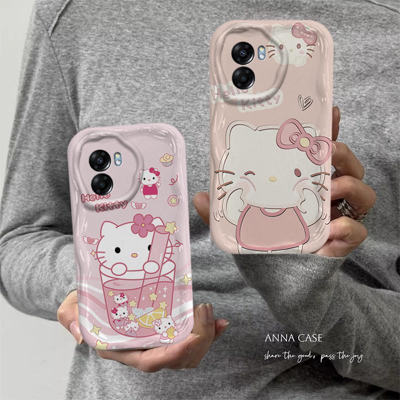 Ốp Lưng Cho OPPO A54 4G A57 4G A77 A77S Phim Hoạt Hình Kem Cặp Đôi Mèo Mềm TPU 3D Sóng Silicon Vỏ Điện Thoại