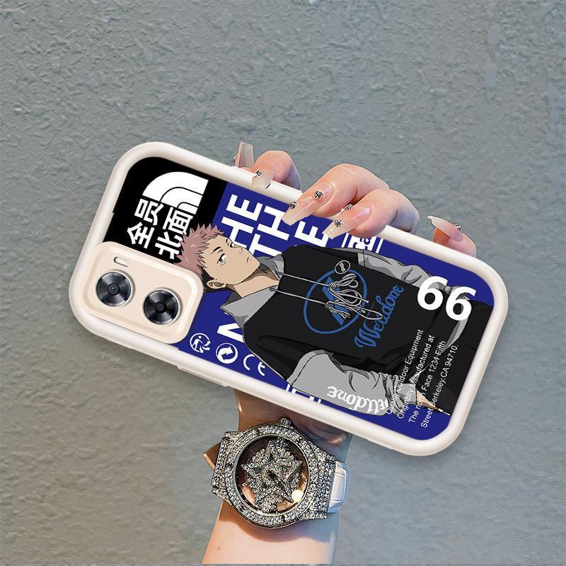 Ốp Cho OPPO A57 4G A77 4G A77S 4G Phim Hoạt Hình Silicon Màu Kẹo Vỏ Điện Thoại Mềm TPU Jujutsu Kaisen Anime Mắt Thiên Thần Chống Sốc Ốp Lưng