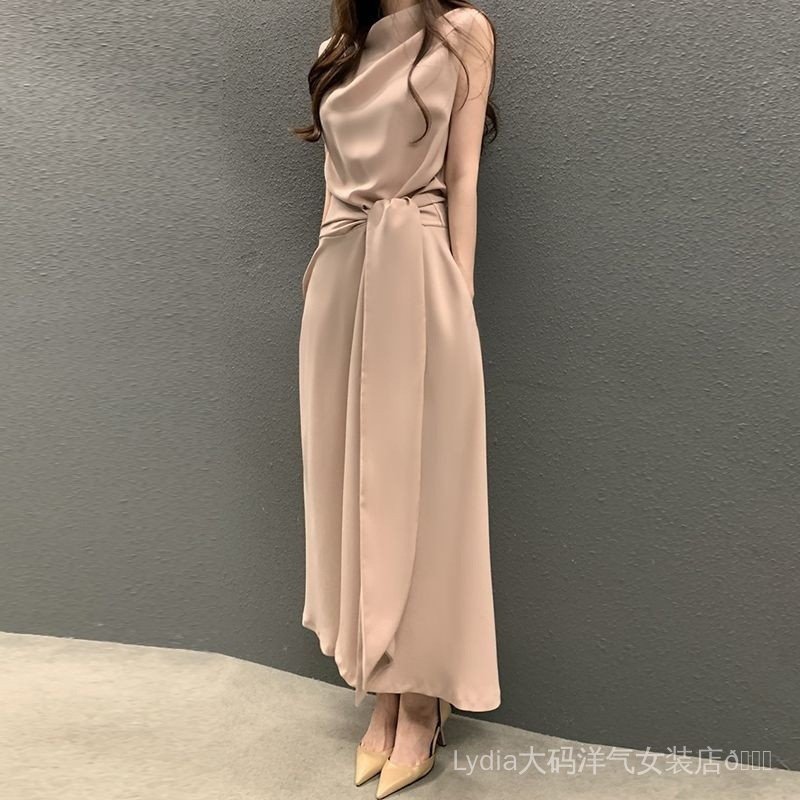 Váy vest không tay chất lượng cao dành cho phụ nữ, thiết kế thanh lịch với dây buộc, phù hợp mùa hè và size lớn.