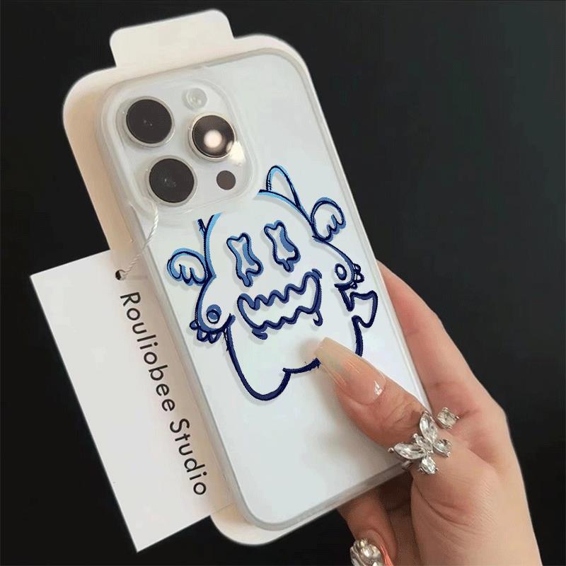 Blue Line Little Monster cho trường hợp iPhone 17pro iPhone 15/14/13pro Skin Scrub