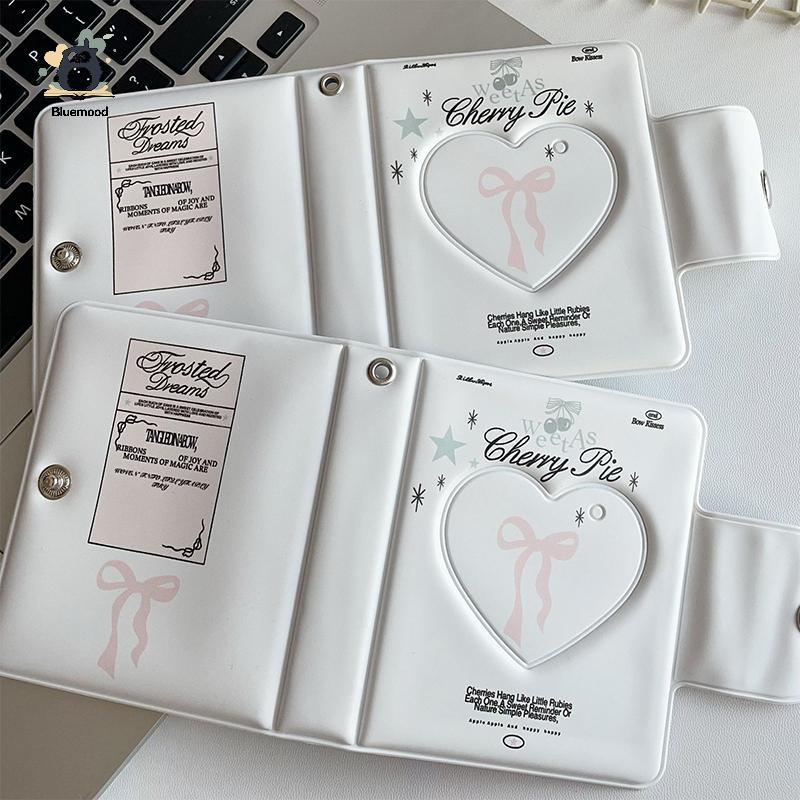 [Bluemood] Kpop Photocards Binder Sweet Bow Album Ảnh Mini Photocard Giá Đỡ 3 Inch Trái Tim Tình Yêu Hình Hộp Đựng Mới
