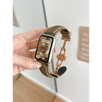 Thích hợp cho Huawei fit2 Dây đeo đồng hồ Thu Đông Phong cách mới Da thật Đồng hồ Huawei Dây đeo đồng hồ watchfit3 Dây đeo đồng hồ nữ Phong cách thanh lịch Mẫu vải thiều Huawei Vòng đeo tay đồng hồ fi