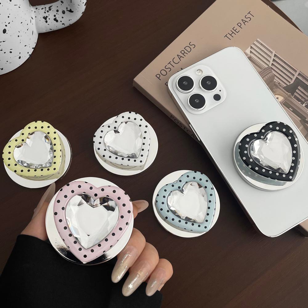 Popsocket Chấm Bi Họa Tiết Trái Tim Nam Châm Có Thể Gập Lại Giá Đỡ Điện Thoại Nam Châm