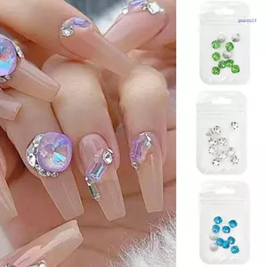 SUIT 10 Chiếc Mũi Nhọn Đế Móng Tay Nghệ Thuật Kim Cương Giả Móng Tay Nghệ Thuật Dành Cho Người Hâm Mộ Móng Tay