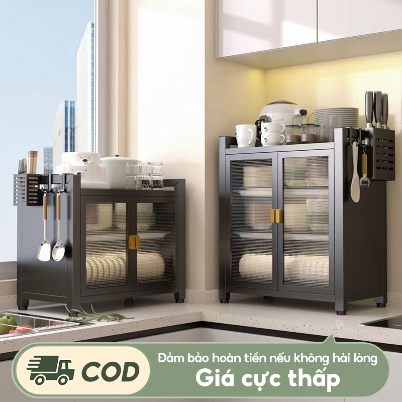 Kệ tủ đa năng thép carbon chống bụi Tủ bếp chén có nắp đậy Kệ để đồ