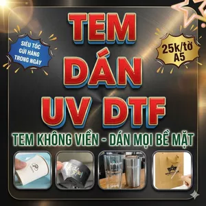 Tem dán UV DTF, tem không viền, tem sticker UV dán trên Gốm Sứ, Thủy Tinh, Kim Loại, Gỗ, Simila, Da, Hộp Giấy, Ốp lưng.