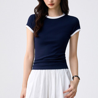tông màu túi cạnh ngắn tay áo T-shirt cho phụ nữ mùa hè mới mỏng hàng đầu vòng cổ nhiều màu sắc