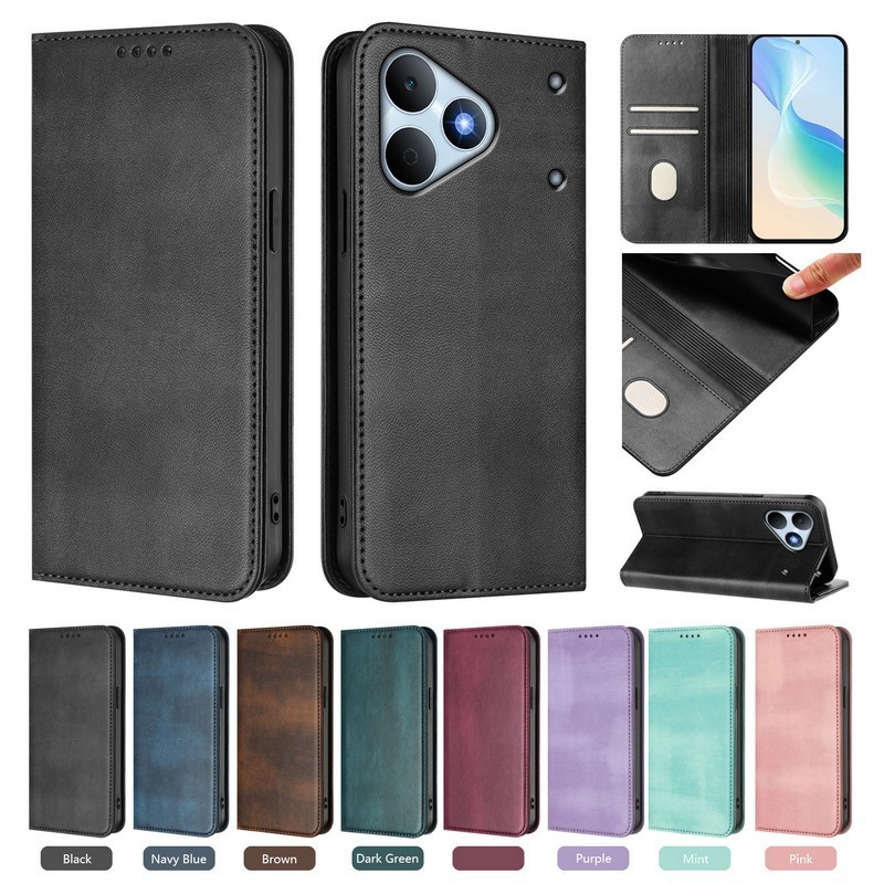 Vỏ Da Lật Cho Realme Note 80 Ốp điện thoại Realme Note 60 60X 50 70 70T 16 Pro + Ốp điện thoại Ví Từ Tính Mặt Sau Sang Trọng Bao