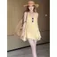Đầm đeo cổ chữ V cổ chữ V cực lớn kiểu Pháp dành cho nữ Váy bánh hai lớp không đều mùa hè
