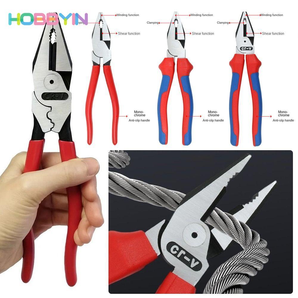 HOBBYIN 1 Cái Kìm Dây, Dụng cụ thợ điện dây thép đa chức năng, Tiết kiệm nhân công 7 / 8 / 9 inch có tay cầm chống trượt Kìm miệng phẳng cho thợ điện