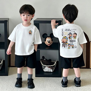 (Từ 1-12 tuổi) Áo sơ mi ngắn tay trẻ em, Áo thun in hình hoạt hình Crayon Shin Chan cổ tròn cho bé trai