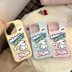 Doodle White Dog cho trường hợp iPhone 17pro iPhone 16/15/14pro Jelly Case