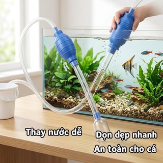 Bể Cá Sỏi Bụi Bơm Tay Nước Siphon Bể Cá Tẩy Chất Thải Van Lọc An Toàn