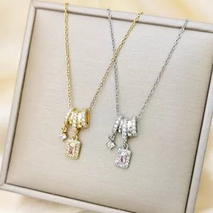 Ánh sáng thời trang khối đường thép titan, thiết kế niche kim cương phù hợp với xương đòn - Dây chuyền 26.4cm/28cm