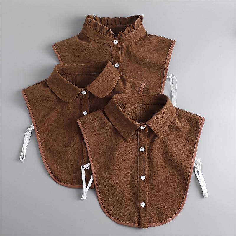 KUZHEN Nữ Vintage Màu Nâu Giả Cổ Áo Sơ Mi Ấm Áp & Phong Cách Hoàn Hảo Cho Lớp Áo Sơ Mi Phong Cách Cổ Điển, Cổ Có Thể Tháo Rời HOT