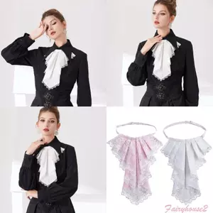 FF Cổ Trang Trí Thuộc Địa Ren Thanh Lịch Thiết Kế Drap Lớp Jabot Cổ Giả