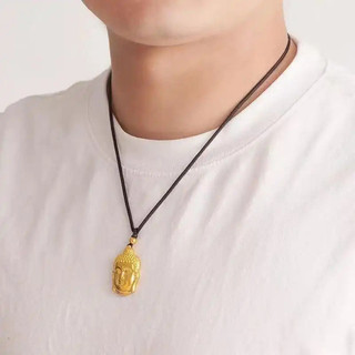Vòng cổ, có mặt dây chuyền đầu Phật Shakyamuni làm bằng vàng khai thác từ trầm tích, thiết kế cá tính cổ điển dành cho nữ, với họa tiết "Phật Tathagata mặt trời vĩ đại"