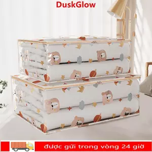 Túi đựng quần áo DUSKGLOW, Túi đựng đồ chống bụi ba chiều, Túi đựng chăn bông dung tích lớn chống thấm nước in hình hộ gia đình