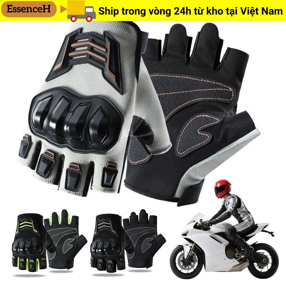 ESSENCEH 1 Đôi Găng Tay Xe Máy, Găng Tay Đi Xe Đạp Chống Trơn Trượt Thoáng Khí, Găng Tay Lái Xe Nửa Ngón Có Thể Điều Chỉnh Chống Rơi Cho Nam Nữ