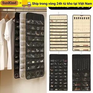 SUNKISSD Treo Trang Sức Người Tổ Chức Vòng Tay Đồng Hồ Bông Tai Nhẫn Giá Đỡ Túi Bảo Quản Vải Bảo Quản Túi Treo Đồ Trang Sức Lớn