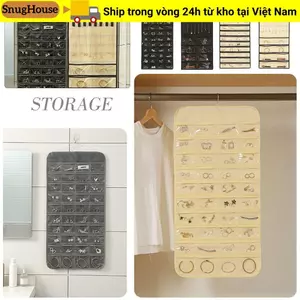 SNUGHOUSE Treo Trang Sức Tổ Chức Bông Tai Tủ Quần Áo Cửa Bông Tai Giá Đỡ Nhẫn Túi Bảo Quản Vải Bảo Quản Túi Treo Trang Sức Lớn