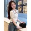 Áo thun ngắn tay dệt kim cổ trắng kiểu Pháp dành cho nữ mùa hè 2026 Plus Size Fat MM Slimer Look Tính khí Áo đẹp