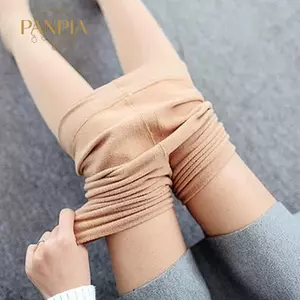 PNPIA- Mùa Thu Đông Người Phụ Nữ thi Ấm Quần Legging Màu Kẹo Chải Than Co Giãn Lông Cừu Mềm Lót Nhiệt Quần Legging