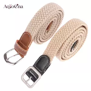 AqToCna 1 Dây Thời Trang Dệt Vải Thắt Lưng Kim Loại Bule Nam Nữ Co Giãn Bện Đai Đấm Miễn Phí AqToCna