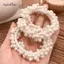 AqToCna Ngọc Trai Thanh Lịch Dây Buộc Tóc Hạt Bé Gái Scrunchies Dây Cao Su Đuôi Ngựa Giữ AqToCna