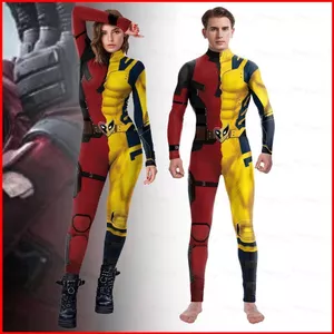 YB1 Deadpool Wolverine phim 3D Slim-fit Áo liền quần cosplay vải hai màu Halloween trang phục dự tiệc BY1
