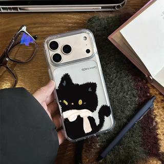 Vòng khăn quàng cổ mèo đen cho trường hợp iPhone17pro15/14/13/12 lỗ lớn xuyên thấu cao